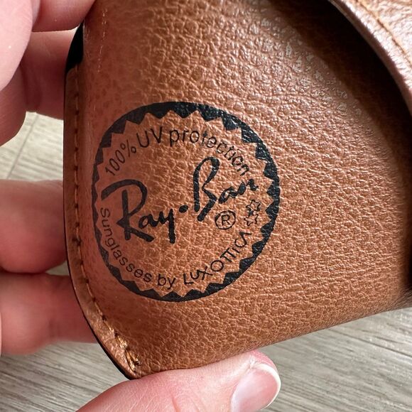 RayBan Eyeglasses Semi-Soft Snap Close Case with Lens Cloth Cognac Brown - Picture 2 of 10